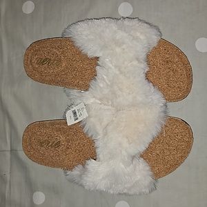 Faux fur slip ons!